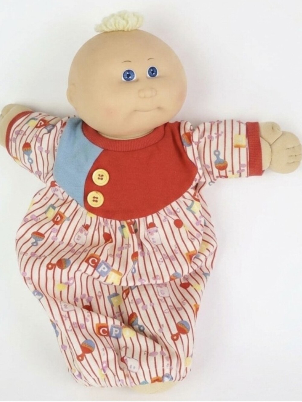 Vintage Cabbage Patch Kids Preemie Boy Doll Blond Yarn Hair Original Outfit